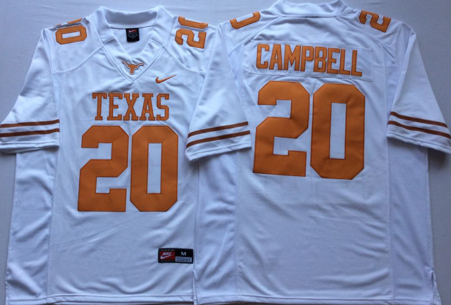 Men's Texas Longhorns Earl Campbell #20 White Team Jersey Men's Texas Longhorns Earl Campbell #20 White Team Jersey